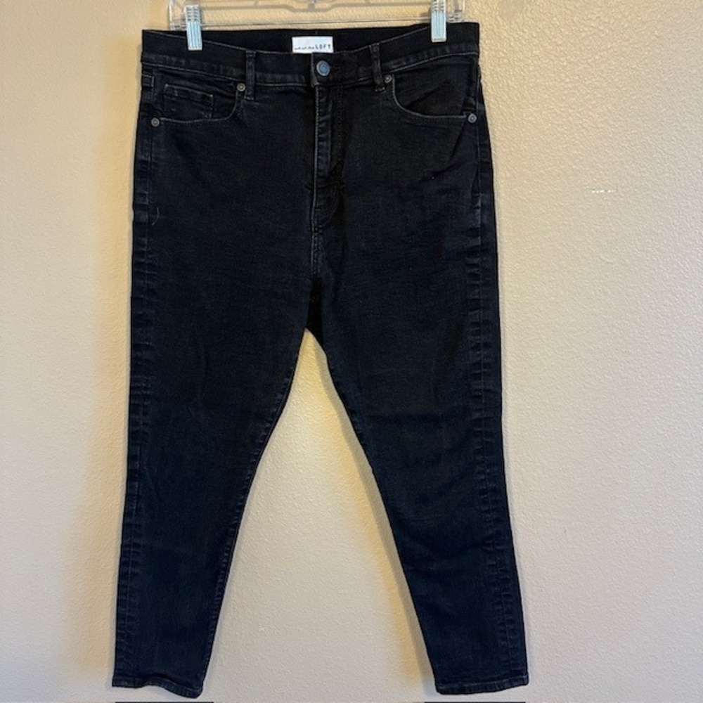 LOFT Made and Loved Women's‎ Heather Black Denim Skinny Ankle Jeans 14 Stretch